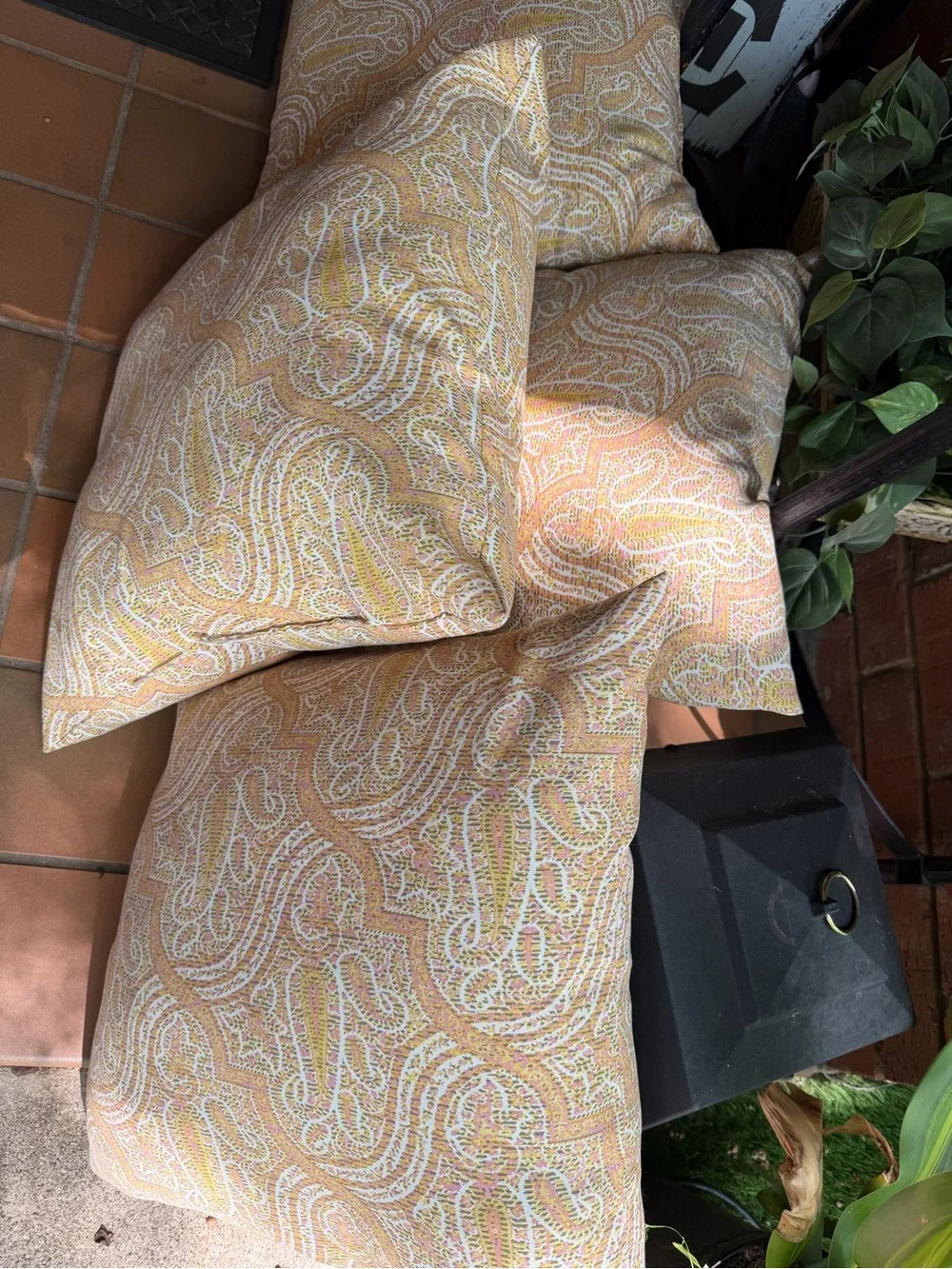 Decorative Paisley Throw Pillow in Peach and Cream - Unbranded